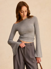 Off-Shoulder Bell-Sleeve Blouse