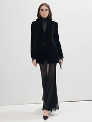 Mock Neck Sheer Mesh Thin T-Shirt