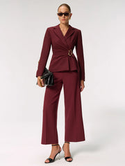 Metal Buckle Asymmetric Blazer