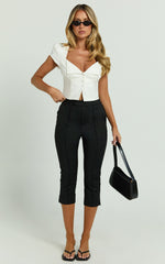 Rhode Pants - Capri Slim Fit Side Split Pants in Black