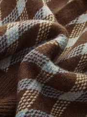 Argyle Patterned Collared Knit Sweater