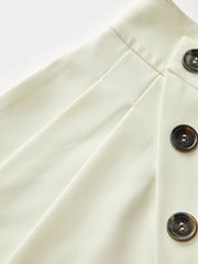 Asymmetric Button Mid-Waist Wide-Leg Pants