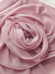 Semi-Sheer Chiffon Draped Skort With 3D Rosette