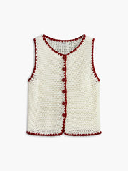 Button-Up Contrast Crochet Vest