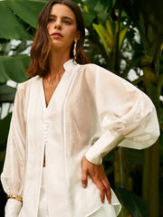 Sheer Puff Sleeve Blouse