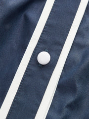 Contrast Trim Belted Pleated Shirt Dress