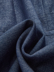 Denim Short Sleeved Zip-Front Mini Dress