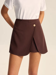Mid Waist Asymmetric Wrap Shorts
