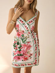 Floral Print Wrap Mini Dress