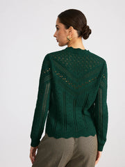 Scalloped Edge Openwork Knit Sweater