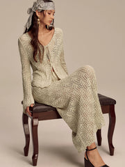 Tencel Flared Sleeve Knit Skirt Set