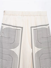 Mid-Waist Geometric Print Wide-Leg Pants