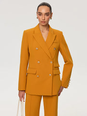 Double-Breasted Metal Button Blazer