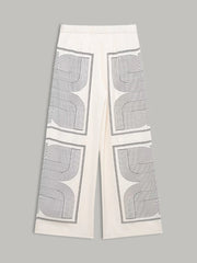 Mid-Waist Geometric Print Wide-Leg Pants