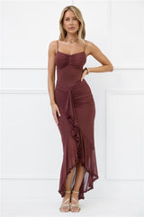 Shimmer In The Dark Mesh Maxi Dress Brown