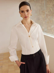 Metal Button Long-Sleeve Shirt