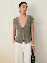 Knit Button-Down Vest