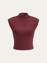 Mock Neck Sleeveless Top and Pleated Midi Skirt Set