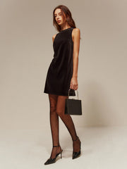 Bow-Decor Backless Velvet Tank Dress