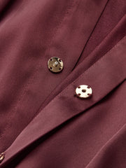 Collared Draped Satin Long Sleeve Bodysuit