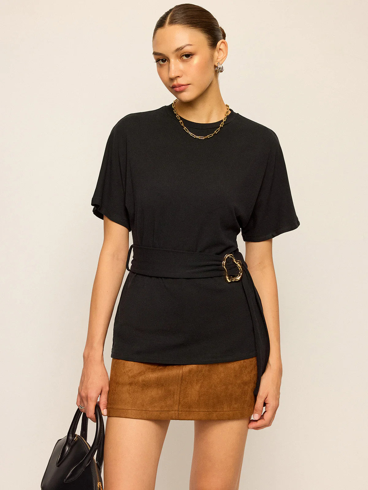 Belted Short-Sleeve Top