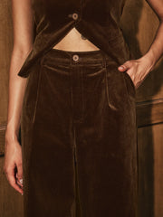 Mid-Waist Corduroy Wide-Leg Pants