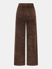 Mid-Waist Velvet Wide-Leg Pants