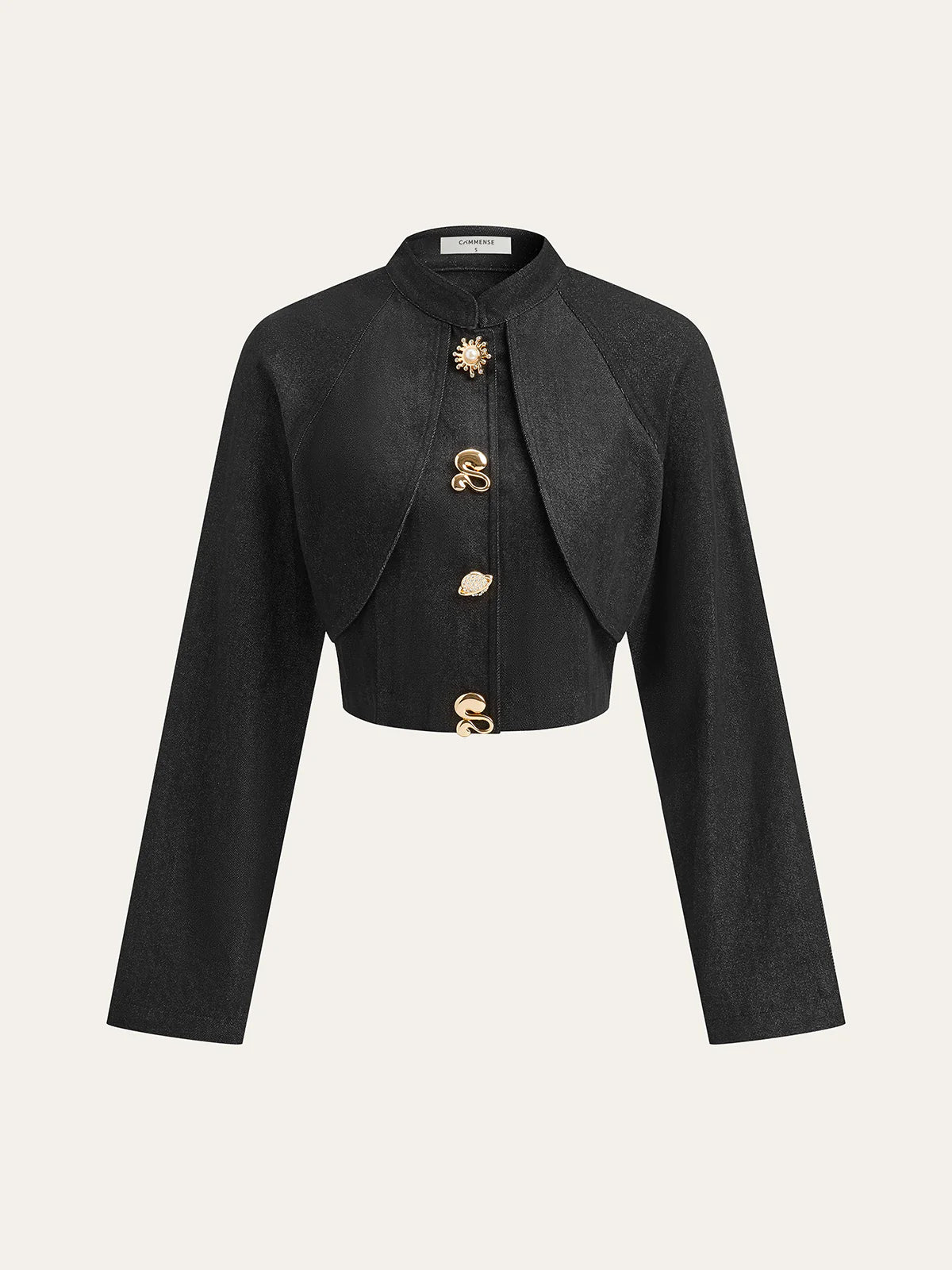 Metal Detail Cropped Denim Jacket