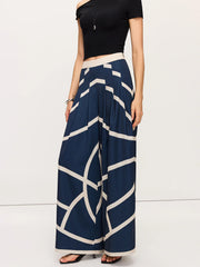 High-Waisted Wide-Leg Striped Pants