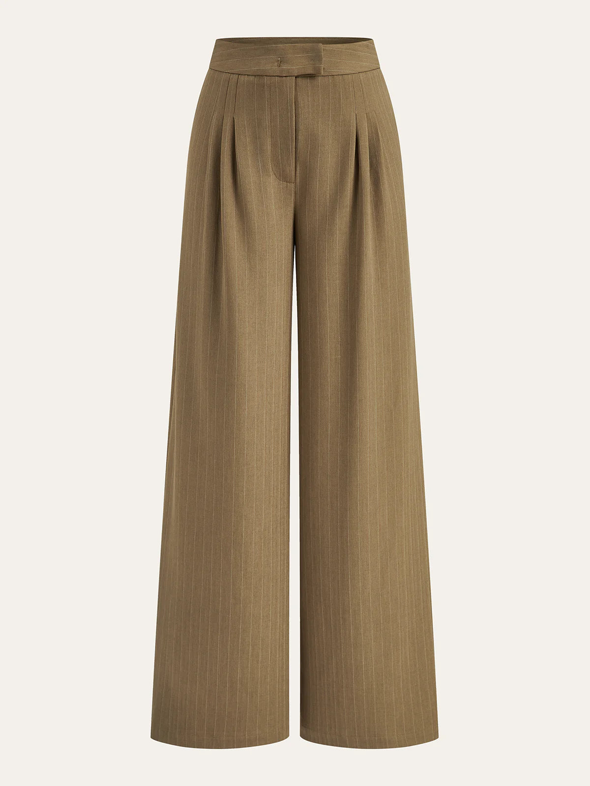 Pleated Pinstriped Wide-Leg Pants