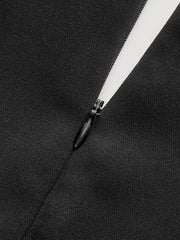 V-Neck Ruffle Hem Contrast Panel Top