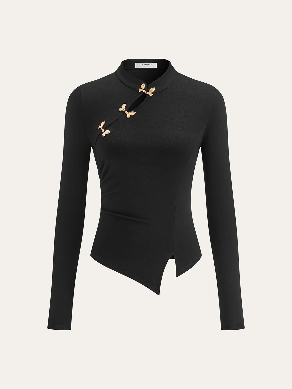 Asymmetric Metal Butterfly Detail Top