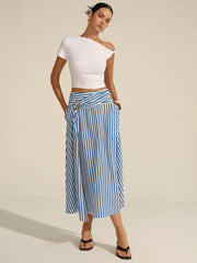Striped Metal Decor Maxi Skirt