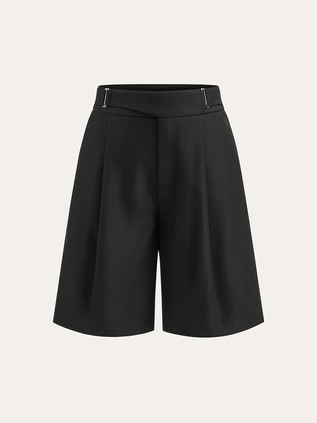 Buckle Detail Mid-Waist Shorts