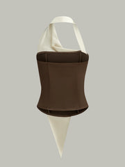 Asymmetrical Halter Top with Large Buttons