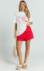 Rheyna Top - Oversized The Best Things in Life Are Carbs Print T-Shirt in White