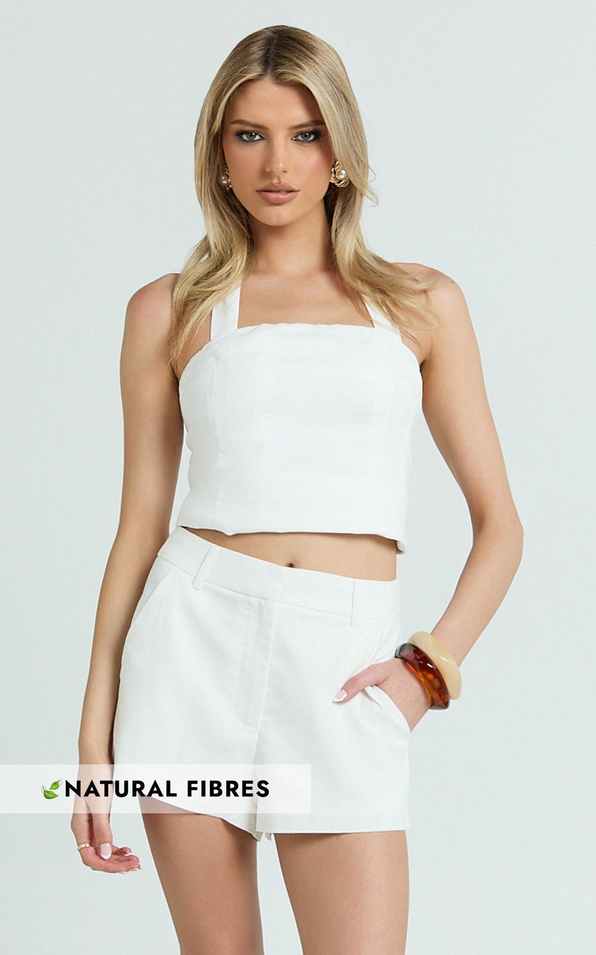 Adali Shorts - Mid Rise Linen Micro Mini Shorts in Off White