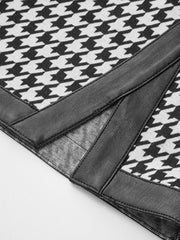 Houndstooth Paneled Knit Mini Skirt