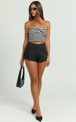 Zaria Top - Jersey Strapless Twist Front Top in White/Black