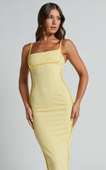 Abegaille Midi Dress - Bodycon Dress in Lemon