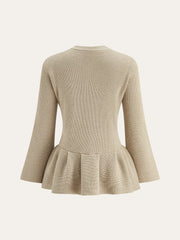 Wool-Blend Peplum Hem Cardigan