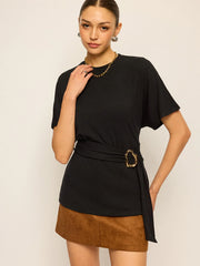Belted Short-Sleeve Top