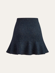 Metal Detail Ruffled Hem Mini Skirt