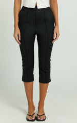 Rhode Pants - Capri Slim Fit Side Split Pants in Black
