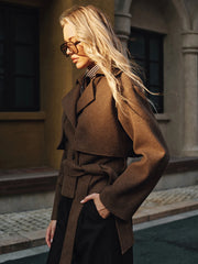 Belted Double-Breasted Tweed Coat
