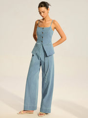Denim Cami Vest and Pants Set