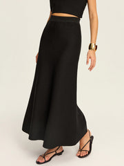 Knit Elastic-Waist Maxi Skirt