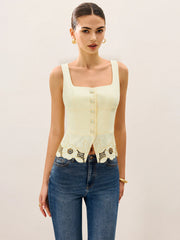 Linen & Cotton Embroidered Tank Top